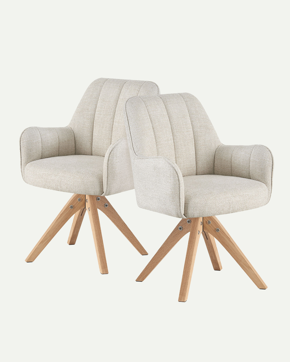 Esszimmerstühle THOMAS-FINA 2er Set, 360° drehbar, Massivholzgestell