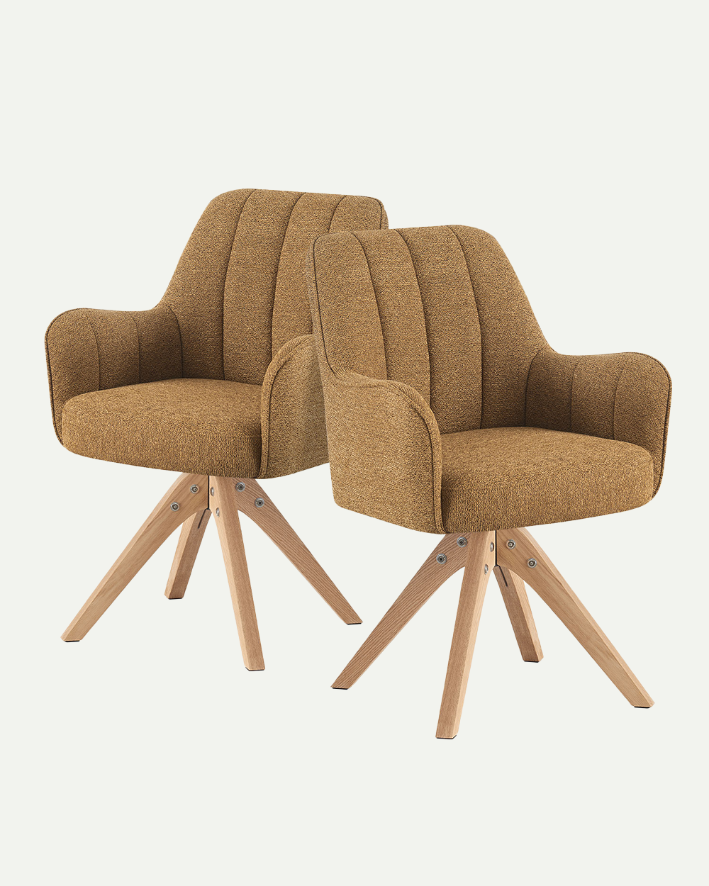 Esszimmerstühle THOMAS-FINA 2er Set, 360° drehbar, Massivholzgestell