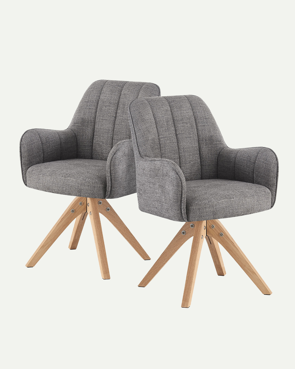 Esszimmerstühle THOMAS-FINA 2er Set, 360° drehbar, Massivholzgestell