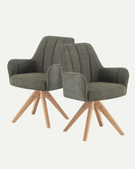 Esszimmerstühle THOMAS-FINA 2er Set, 360° drehbar, Massivholzgestell