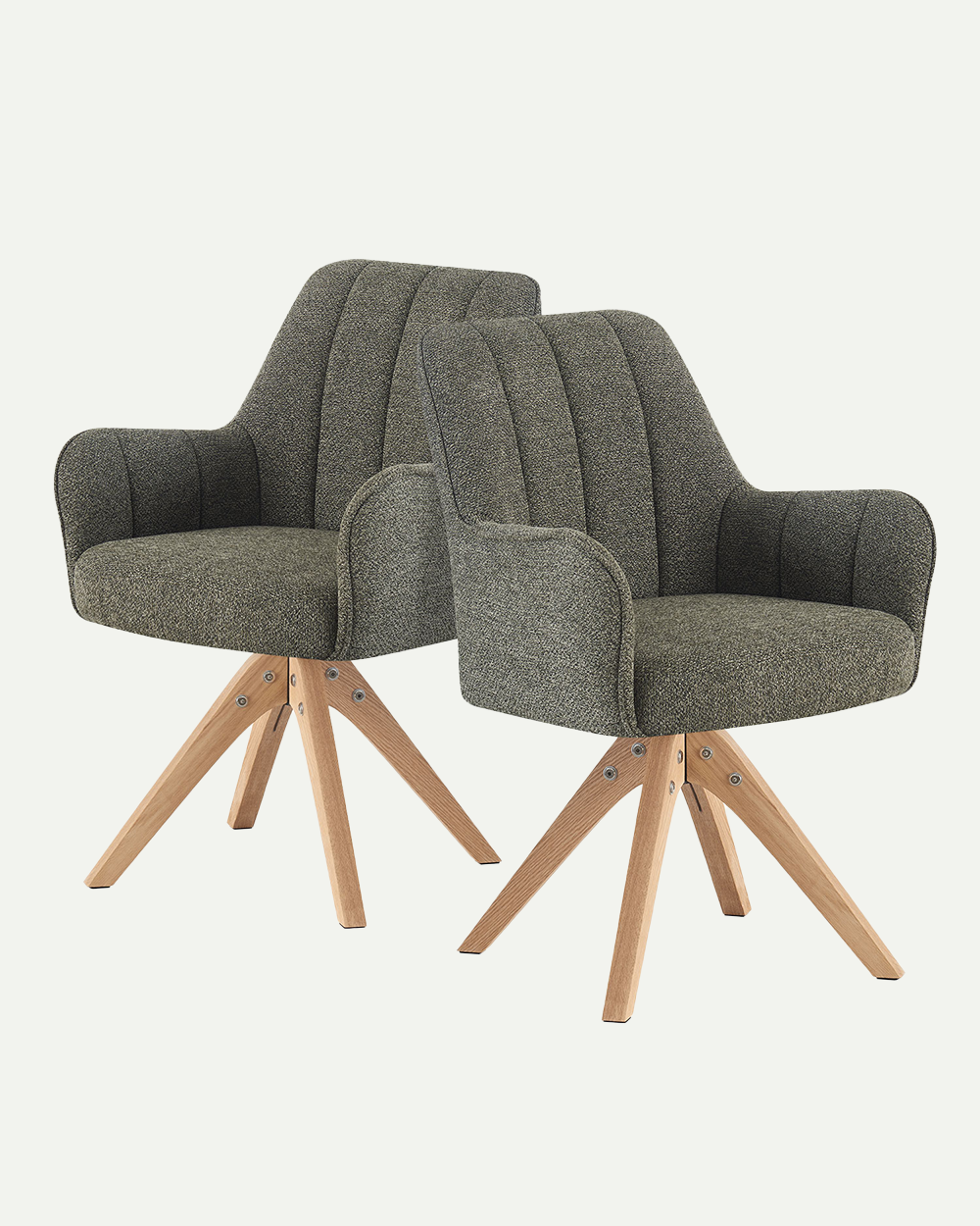 Esszimmerstühle THOMAS-FINA 2er Set, 360° drehbar, Massivholzgestell