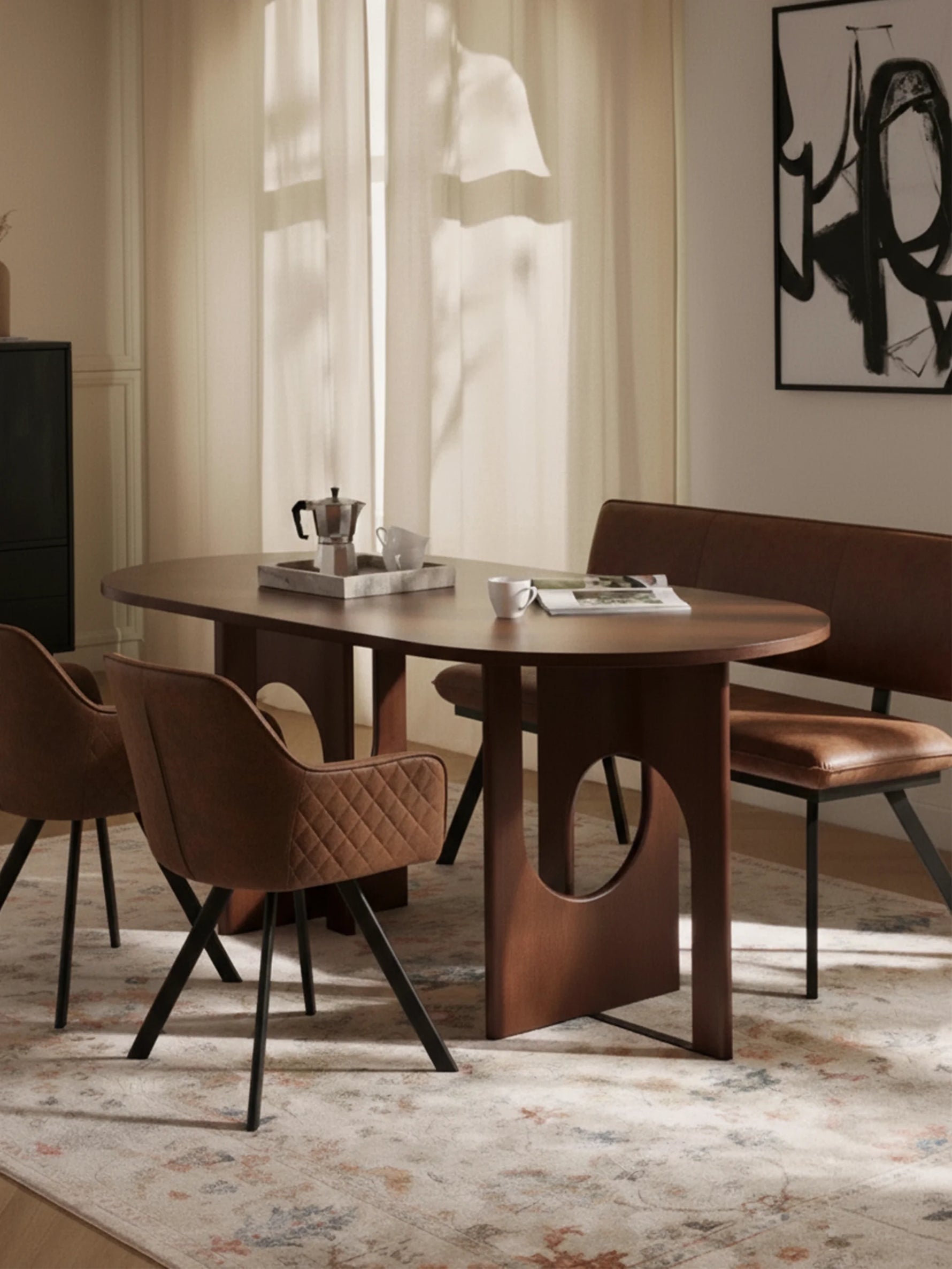 Sitzbank JUNA – Esszimmerbank mit Rückenlehne & Metallgestell