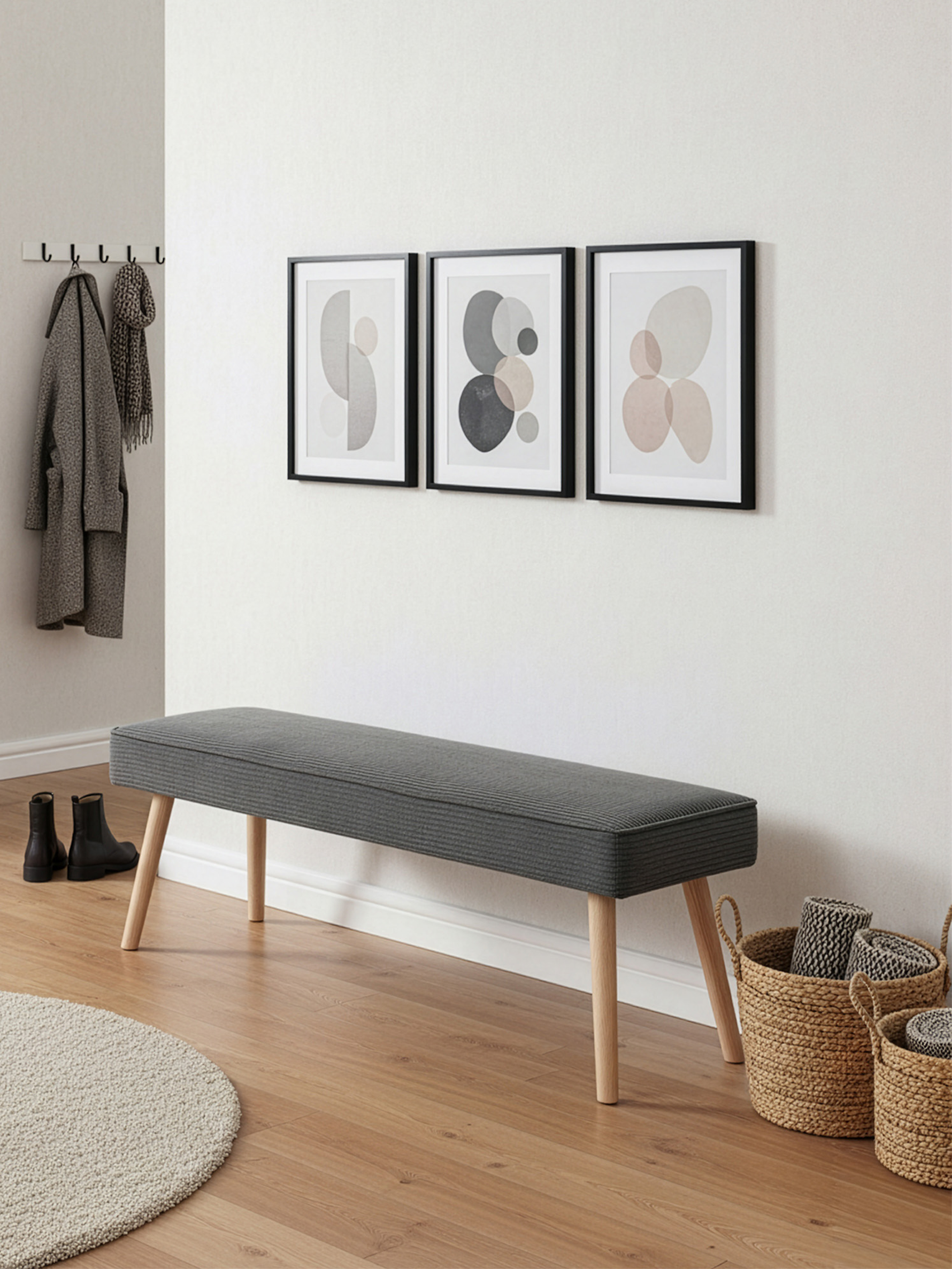 Sitzbank PAUL – Polsterbank mit Rückenlehne & Holzbeinen | B&D home