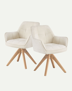 Esszimmerstühle THOMAS-LINA 2er Set, 360° drehbar, Massivholzgestell