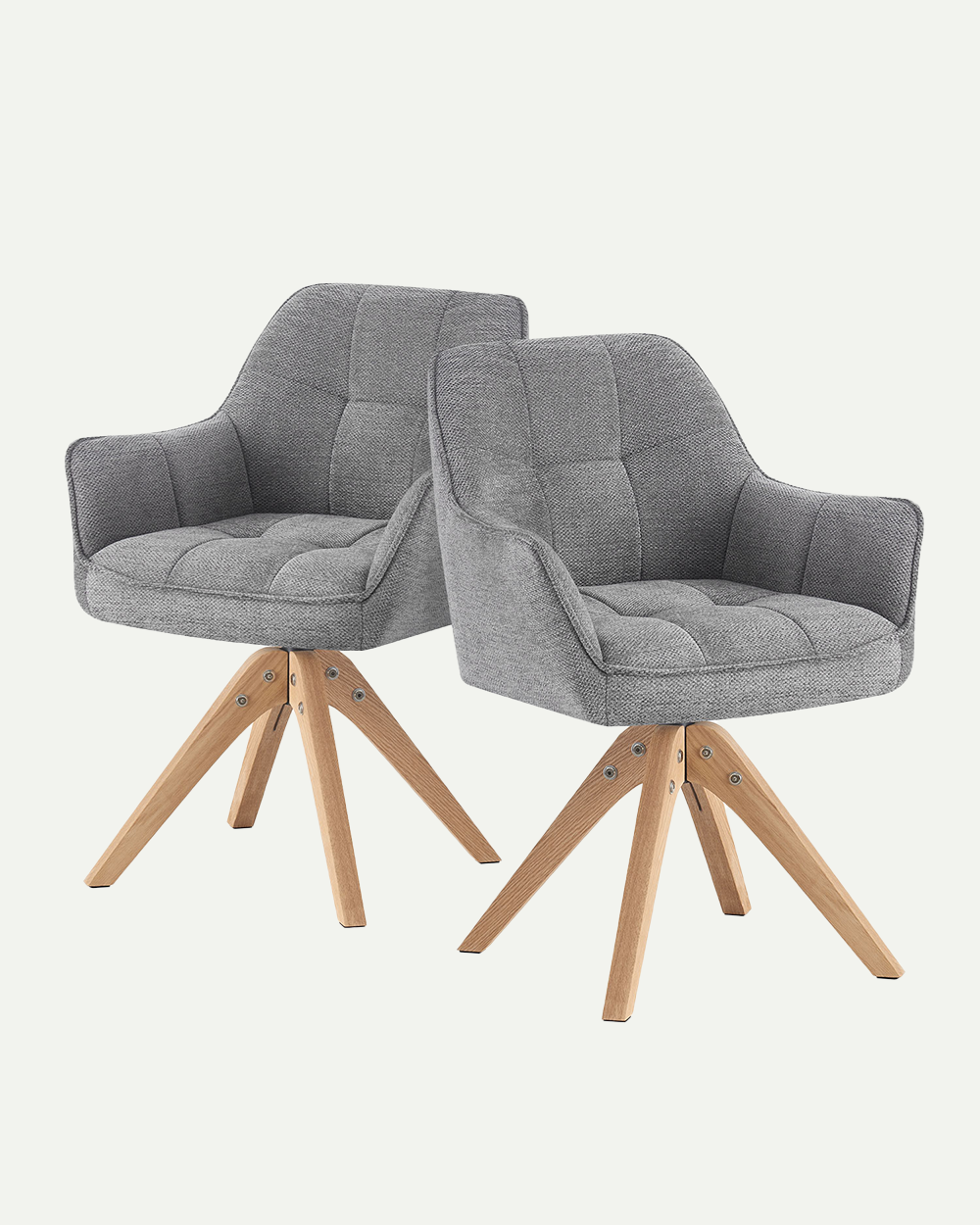 Esszimmerstühle THOMAS-LINA 2er Set, 360° drehbar, Massivholzgestell