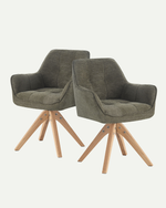 Esszimmerstühle THOMAS-LINA 2er Set, 360° drehbar, Massivholzgestell