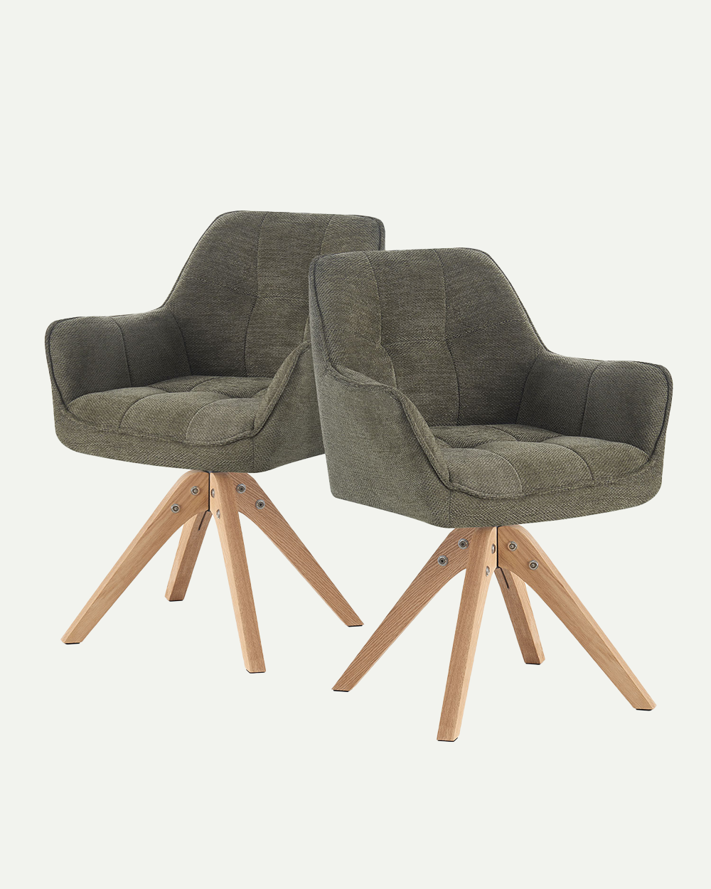 Esszimmerstühle THOMAS-LINA 2er Set, 360° drehbar, Massivholzgestell