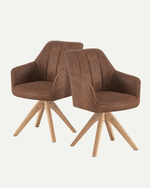 Esszimmerstühle THOMAS-ELLY 2er Set, 360° drehbar, Massivholzgestell