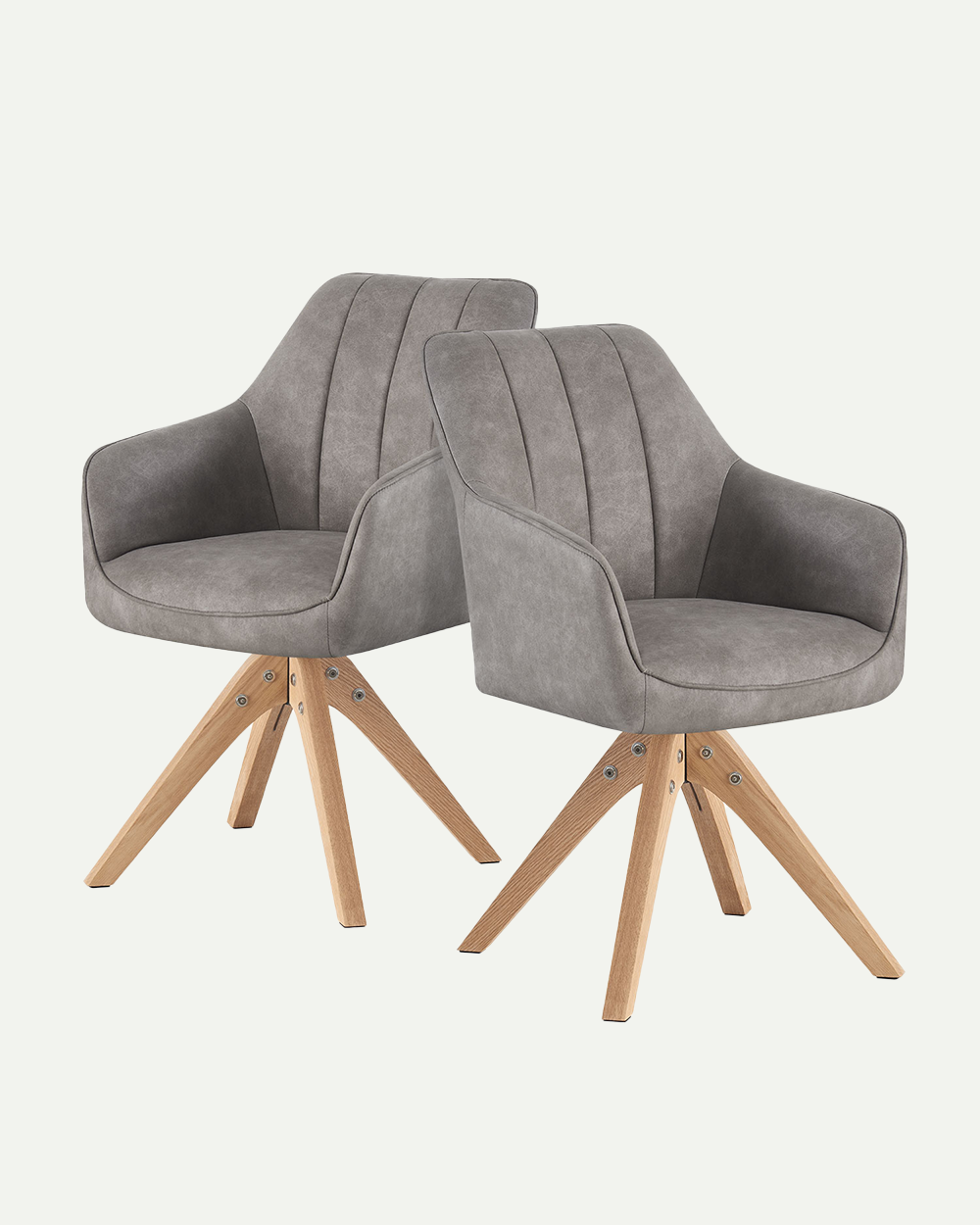 Esszimmerstühle THOMAS-ELLY 2er Set, 360° drehbar, Massivholzgestell