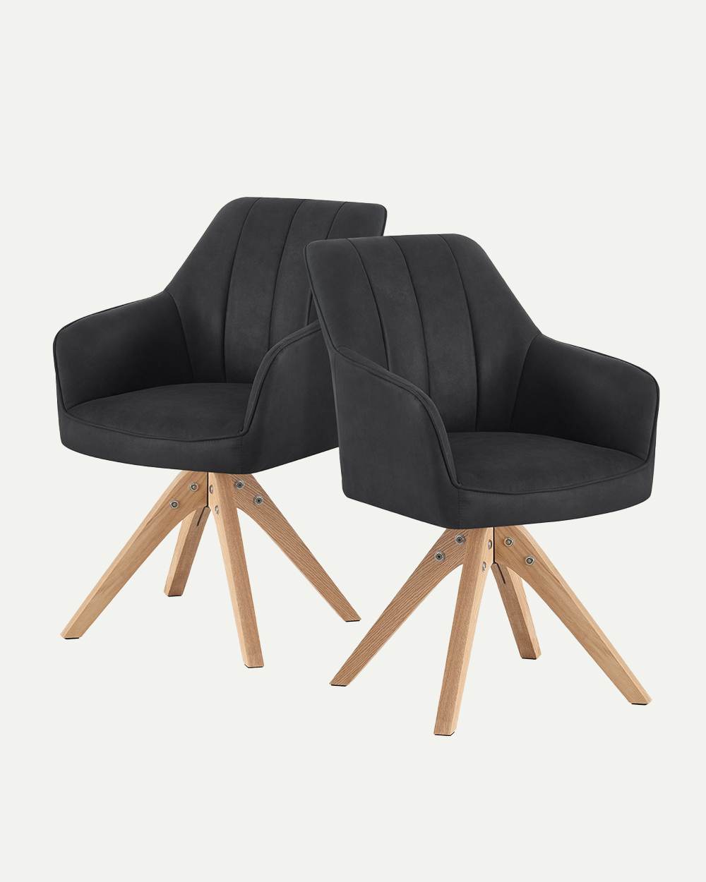 Esszimmerstühle THOMAS-ELLY 2er Set, 360° drehbar, Massivholzgestell